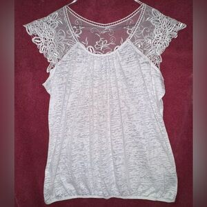 Worthington White Lace Detail Blouse
